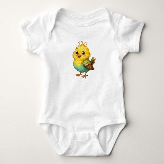 Cute Little Yellow Chick Baby Bodysuit (Front)