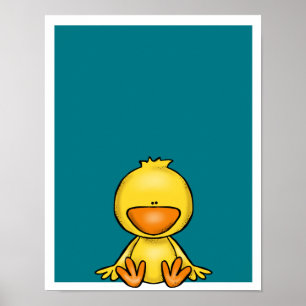 Cute little yellow duck baby nursery poster