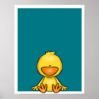 Cute little yellow duck baby nursery poster