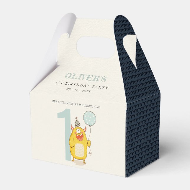 Cute Little Yellow Monster Any Age Birthday Favor Boxes (Front Side)