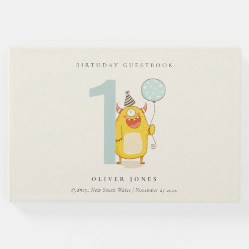 Cute Little Yellow Monster Any Age Birthday Guest Book