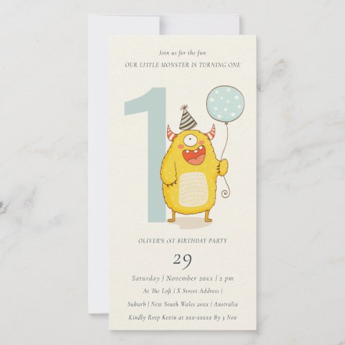 Cute Little Yellow Monster Any Age Birthday Invite