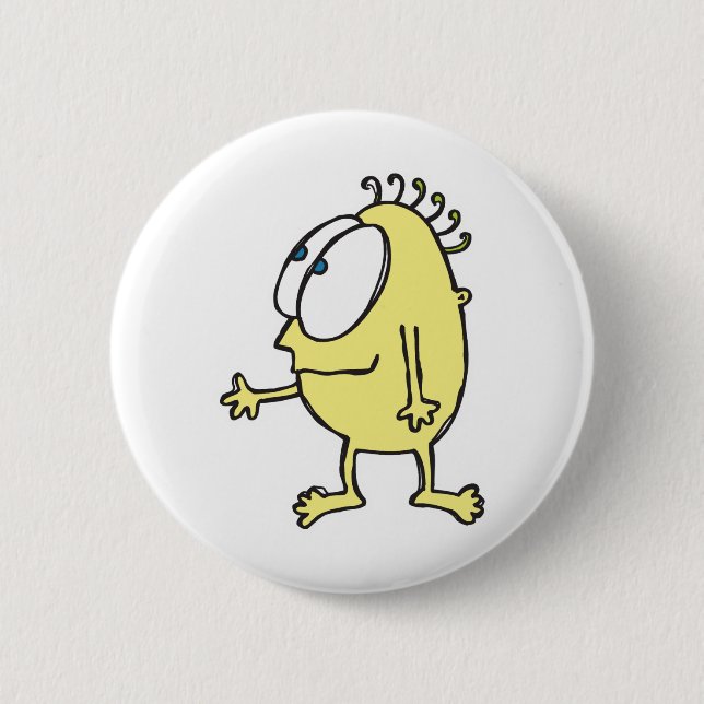 cute little yellow monster pinback button (Front)