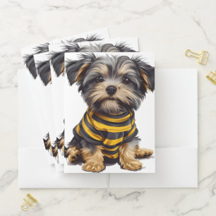 CUTE LITTLE YORKSHIRE TERRIER DOG WITH SHIRT POCKET FOLDER