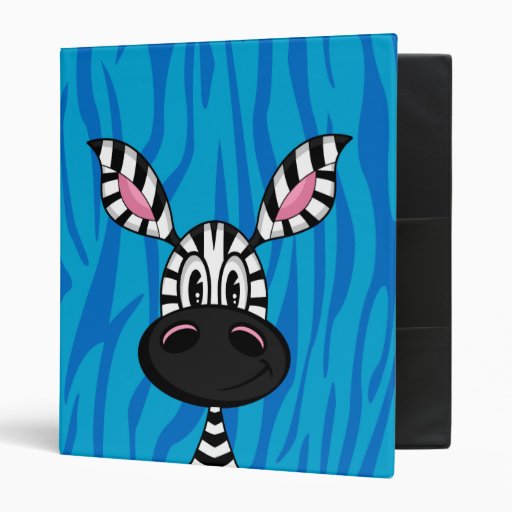 Cute Little Zebra Blue Binder