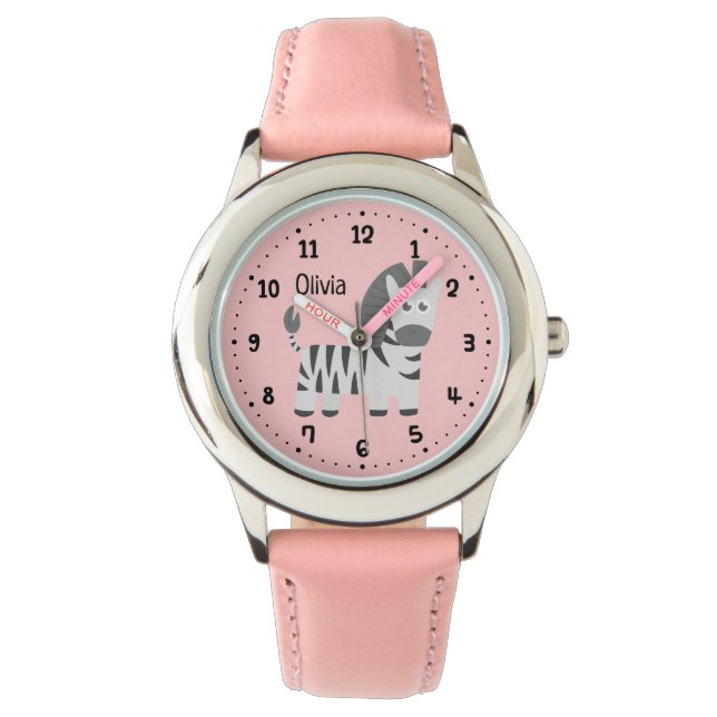 Cute Little Zebra Kids Personalized Watch (Front)