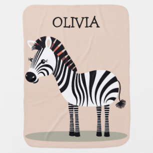 Cute Little Zebra Personalized Baby Blanket