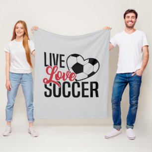 Cute live love Soccer word art Fleece Blanket