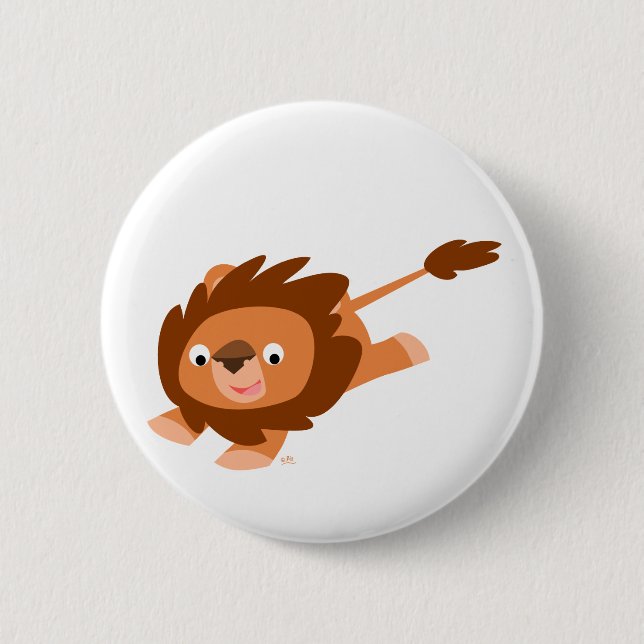 Cute Lively Cartoon Lion Button (Front)