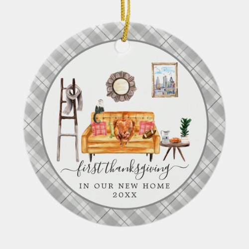 Cute Living Room  First Thanksgiving New Home Ceramic Ornament