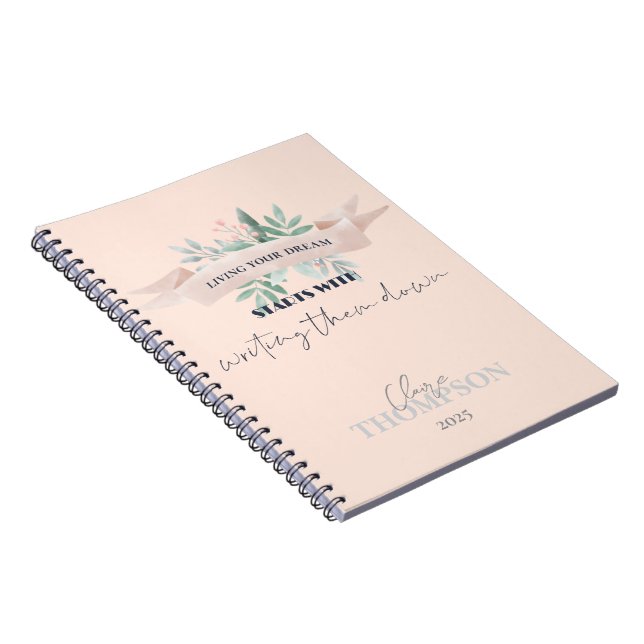 Cute Living Your Dream Quote Memories Keepsake  Notebook (Right Side)