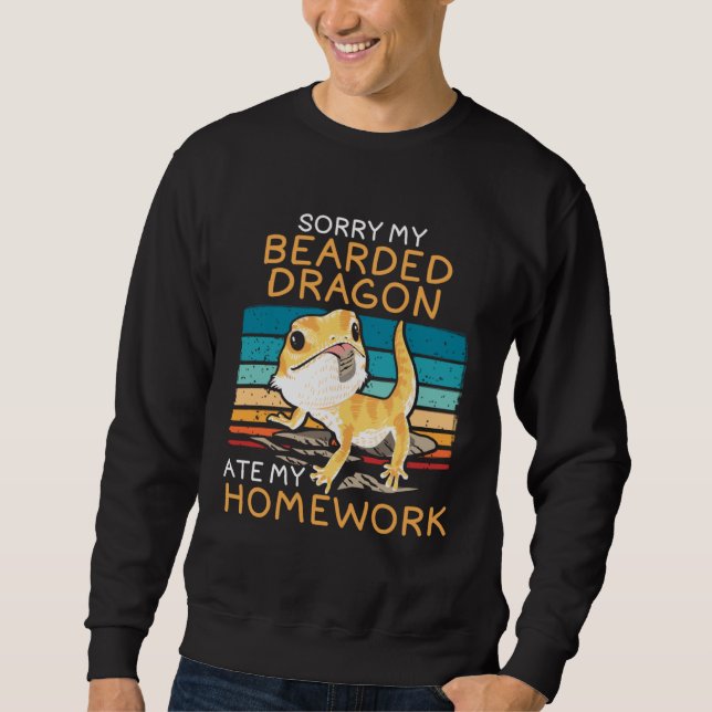 Cute Lizard Beardie Ate My Homework Zookeeper Stud Sweatshirt (Front)