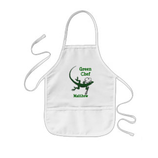 Cute Lizard Green Chef Custom Child's Apron
