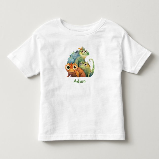 Cute Lizard Personalized Birthday Party Favor Toddler T-shirt (Front)