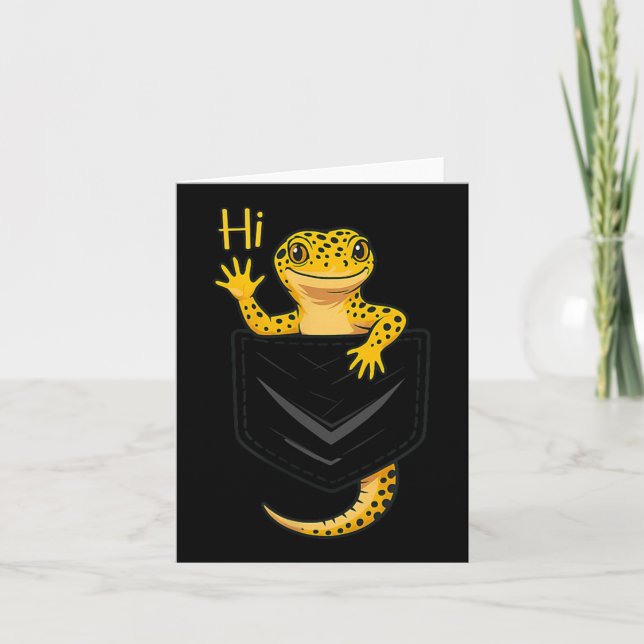 Cute Lizard Reptile Gecko Greeting Hi Pocket Gift  Card (Front)