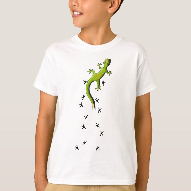 Cute Lizard Reptile With Tracks Climbing Gecko T-Shirt (Front)