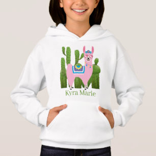 cute llama add name girls hoodie