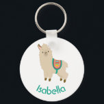 Cute Llama Add Your Name Teal Text Keychain<br><div class="desc">Cute Llama Add Your Name Teal Text Keychain</div>