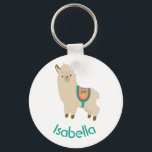 Cute Llama Add Your Name Teal Text Keychain<br><div class="desc">Cute Llama Add Your Name Teal Text Keychain</div>