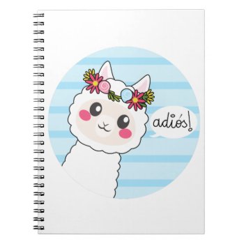 Cute Llama Adios Notebook by Kakigori at Zazzle