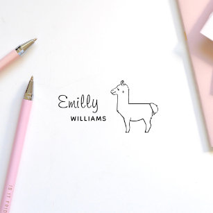 Cute Llama Alpaca Animal Personalized Kids Name  Self-inking Stamp