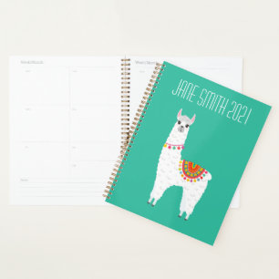 Cute Llama alpaca blue colorful Planner