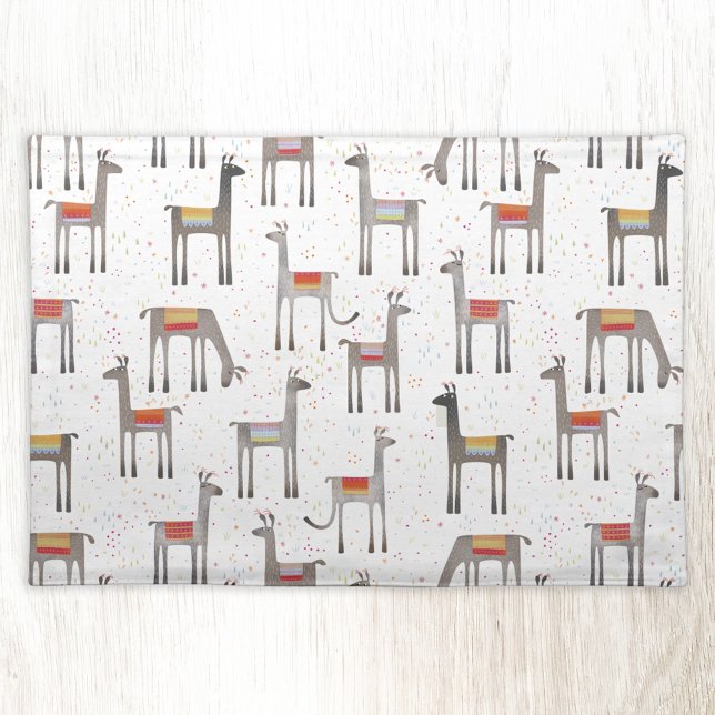 Cute Llama Alpaca  Cloth Placemat (Llama alpaca pattern fun cloth placemat)