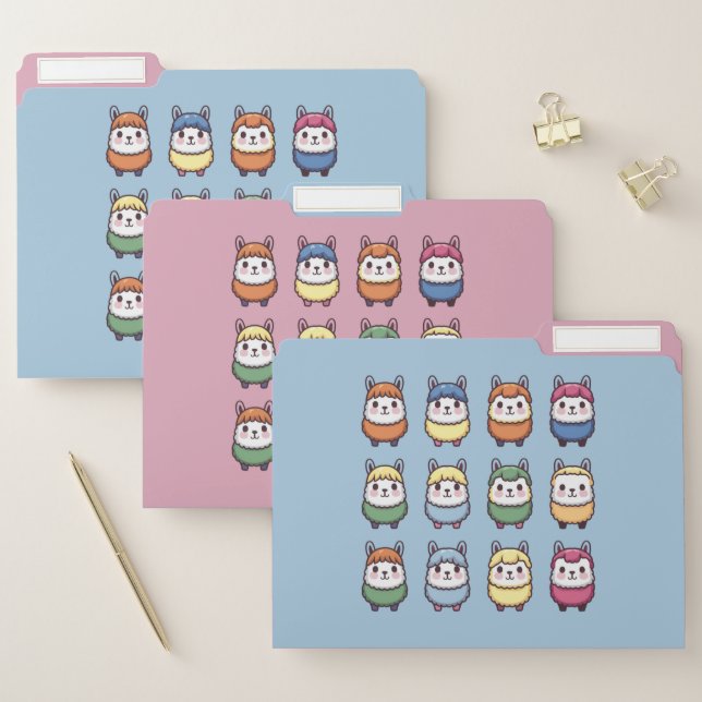 Cute Llama Alpaca in a Pack or Herd File Folder (Set)