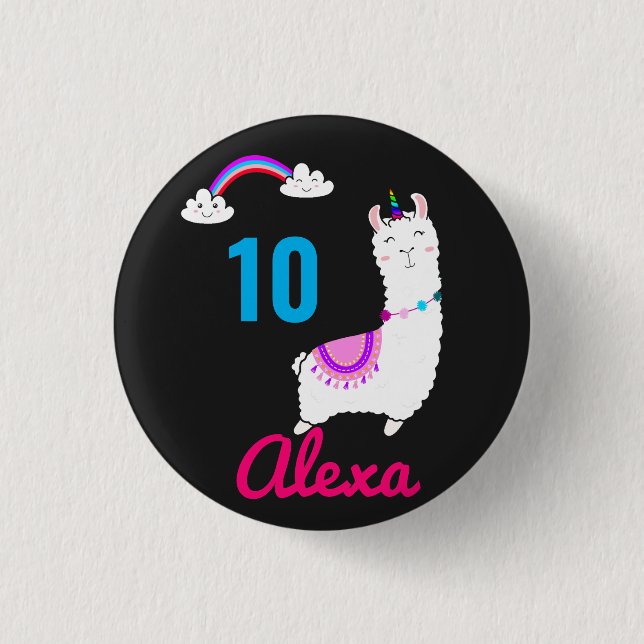Cute Llama Alpaca Lama Fiesta Lover Custom Button (Front)