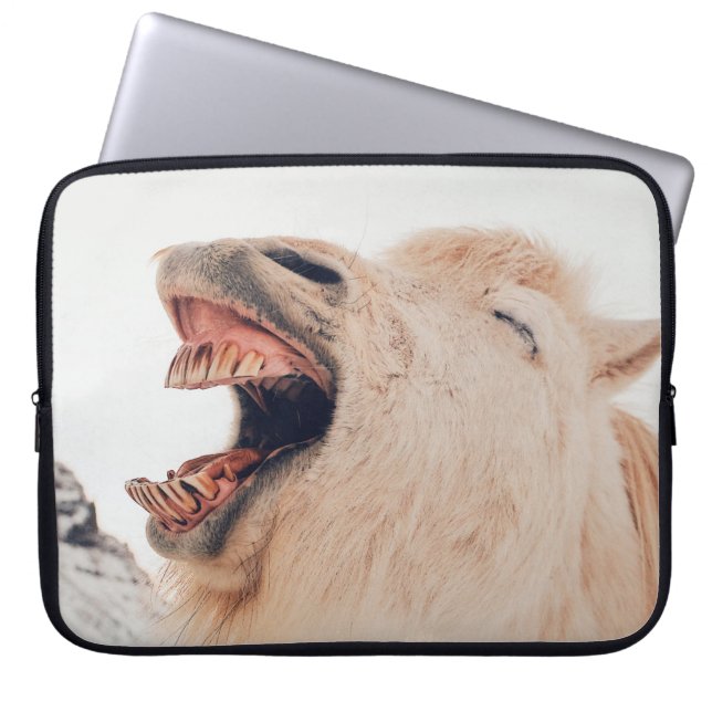CUTE LLAMA ALPACA LAUGHING LAPTOP SLEEVE (Front)
