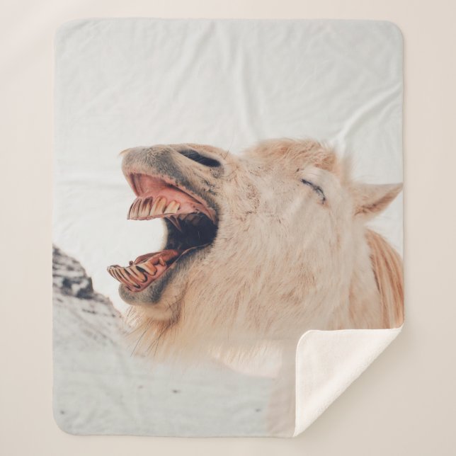 CUTE LLAMA ALPACA LAUGHING SHERPA BLANKET (Front)
