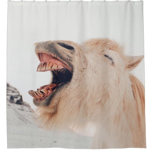 CUTE LLAMA ALPACA LAUGHING SHOWER CURTAIN