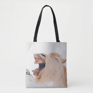 CUTE LLAMA ALPACA LAUGHING TOTE BAG