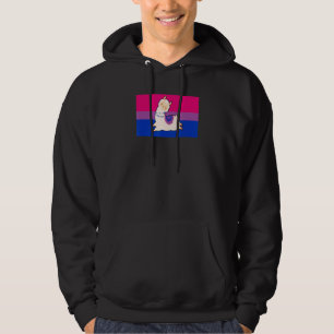 Cute Llama Alpaca Love Bisexual Pride Flag Floral  Hoodie