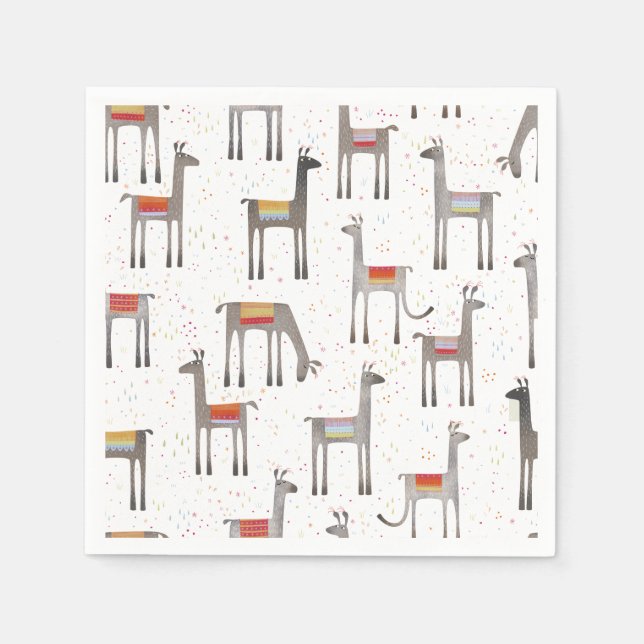 Cute Llama Alpaca Napkins (Front)