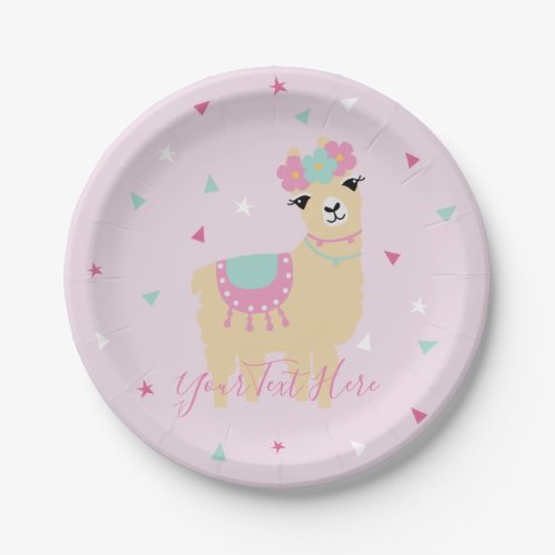 Cute Llama Alpaca Paper Plates