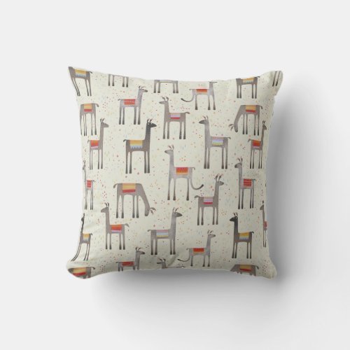 Cute Llama Alpaca Pastel Throw Pillow