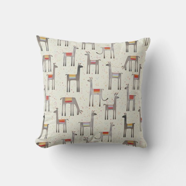 Cute Llama Alpaca Pastel Throw Pillow (Front)