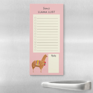 Cute Llama Alpaca Personalized Fridge To-Do List Magnetic Notepad
