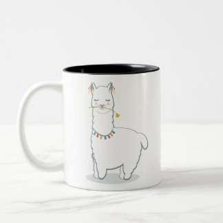 Cute llama alpaca Two-Tone coffee mug