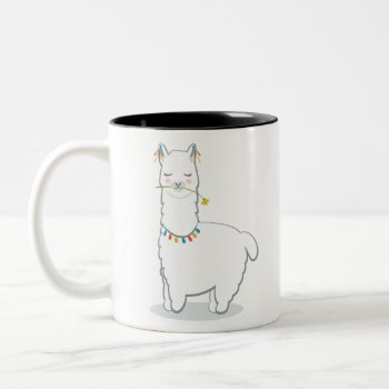 Cute Llama Alpaca Two-tone Coffee Mug by escapefromreality at Zazzle
