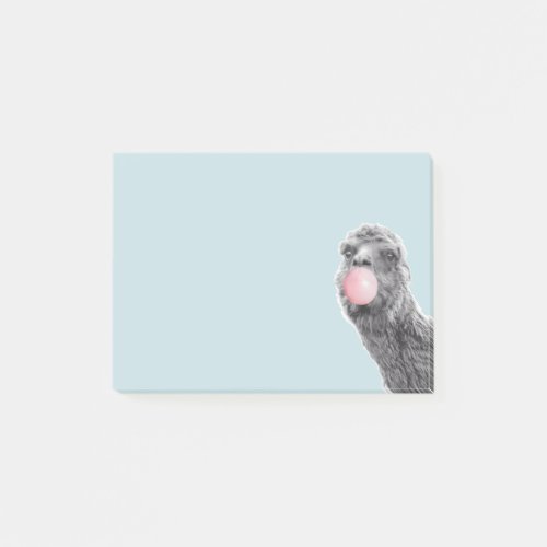 Cute Llama Alpaca with Bubble Gum Post_it Notes