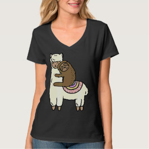 Cute Llama Alpaca With Sloth Best Friends T-Shirt