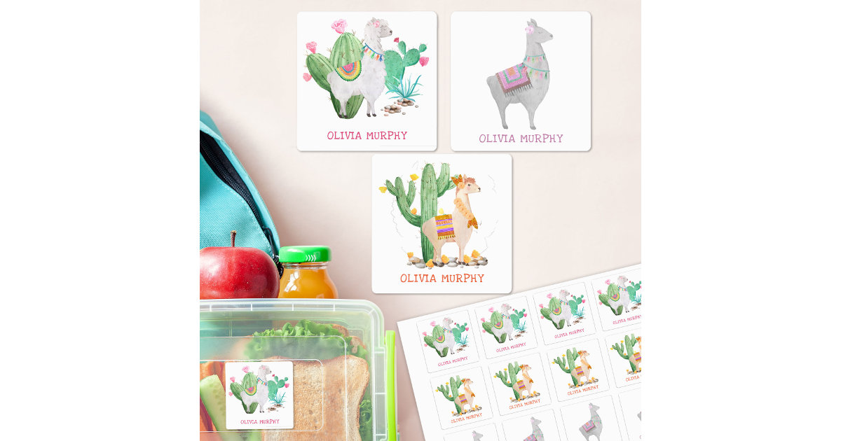 30 Personalized Llama Name Labels Customized Dishwasher Safe School Supply  Labels for Kids Peel and Stick Waterproof Stickers 