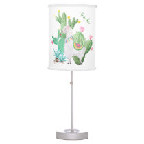 Cute Llama and Cactus Watercolor - Personalized Table Lamp Cute Llama and Cactus Watercolor - Personalized Table Lamp