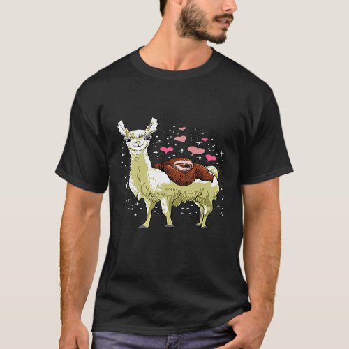 Cute Llama And Sloth In Love  For An Animal Lover  T-Shirt