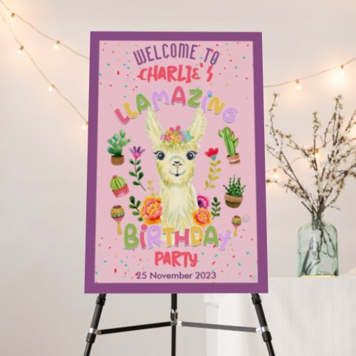 Cute Llama Animal Birthday Party Colorful Mexican Foam Board
