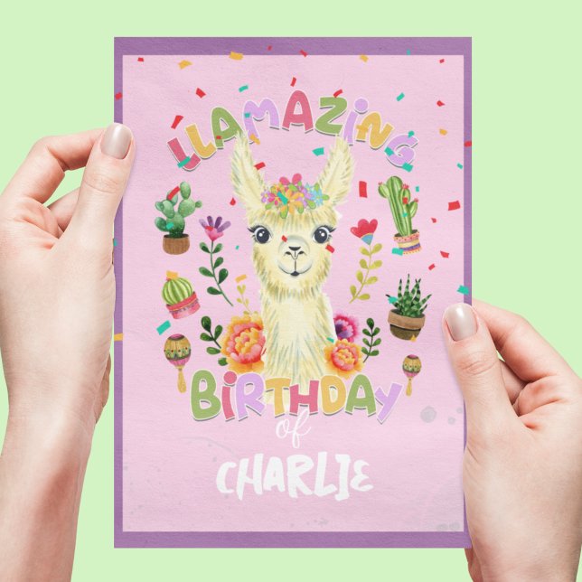 Cute Llama Animal Birthday Party Colorful Mexican Invitation (Creator Uploaded)