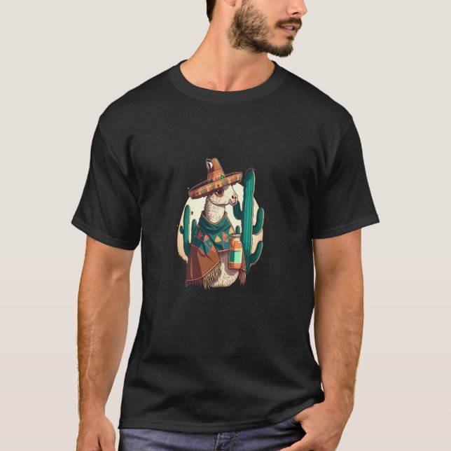 Cute Llama Animal Mexican Llama Mezcal T-Shirt (Front)
