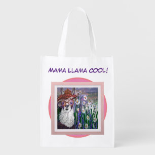 .Cute Llama Art With Glasses. And Art Grocery Bag